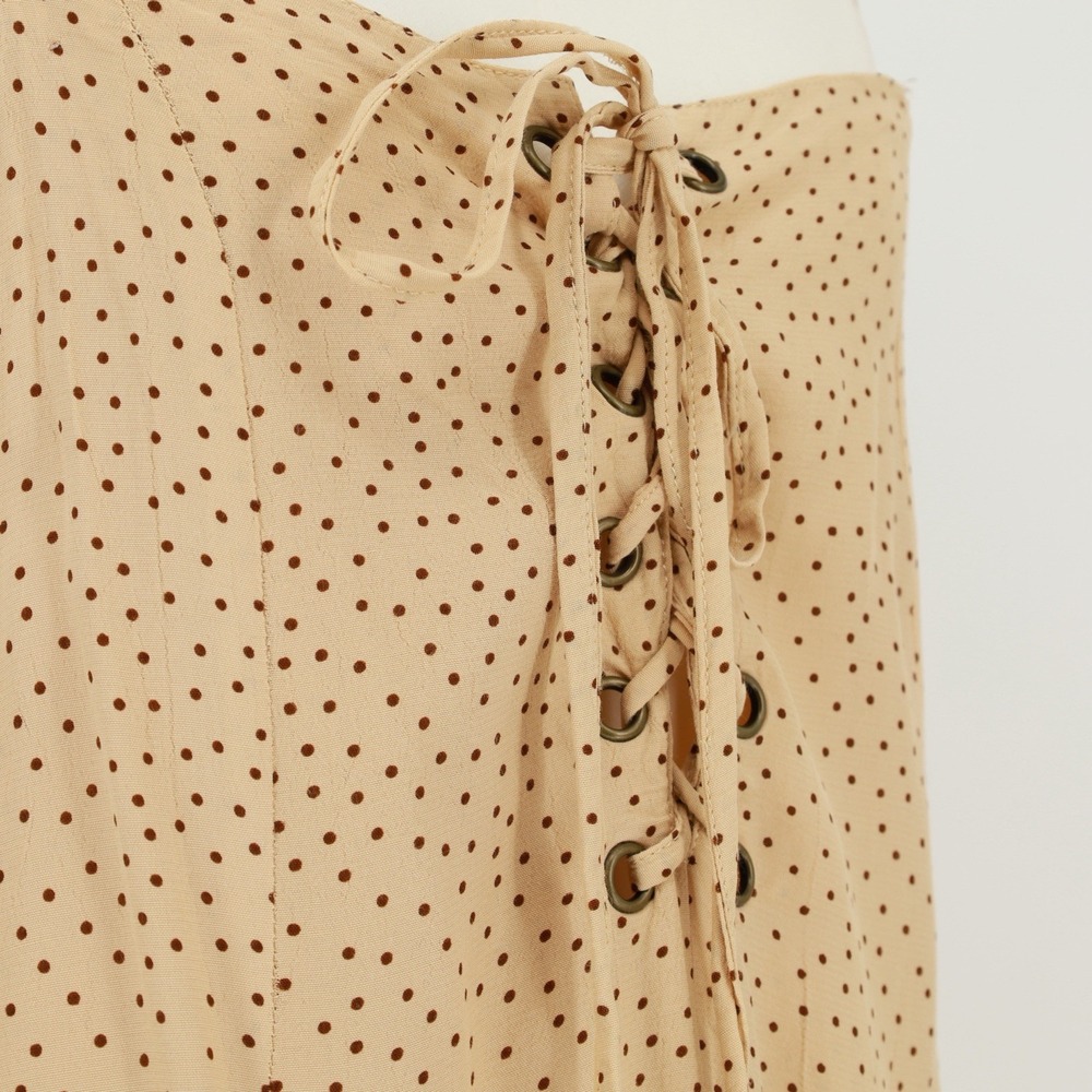 Faithfull the Brand Mirador Midi Dress Rossi Print Size 10 Polkadot Lace Up - Picture 6 of 12